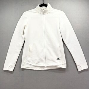 Adidas Textured Rib Golf Jacket Womens Small White Shell Performance Full Zip